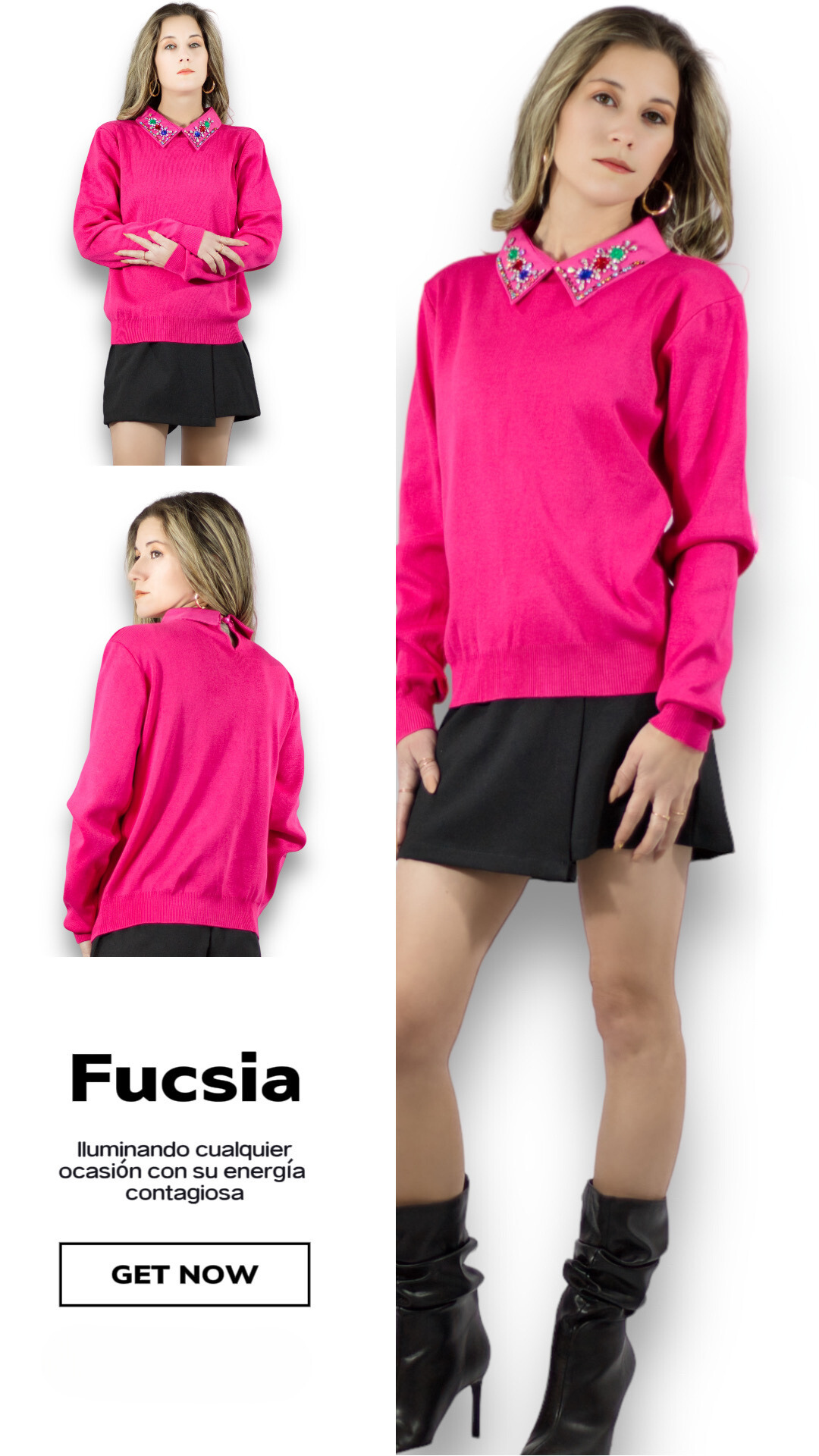Foto 6 pulgar | Suéter Cuello Alto Suet-1032 Fucsia para Mujer