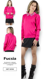 Foto 5 | Suéter Cuello Alto Suet-1032 Fucsia para Mujer