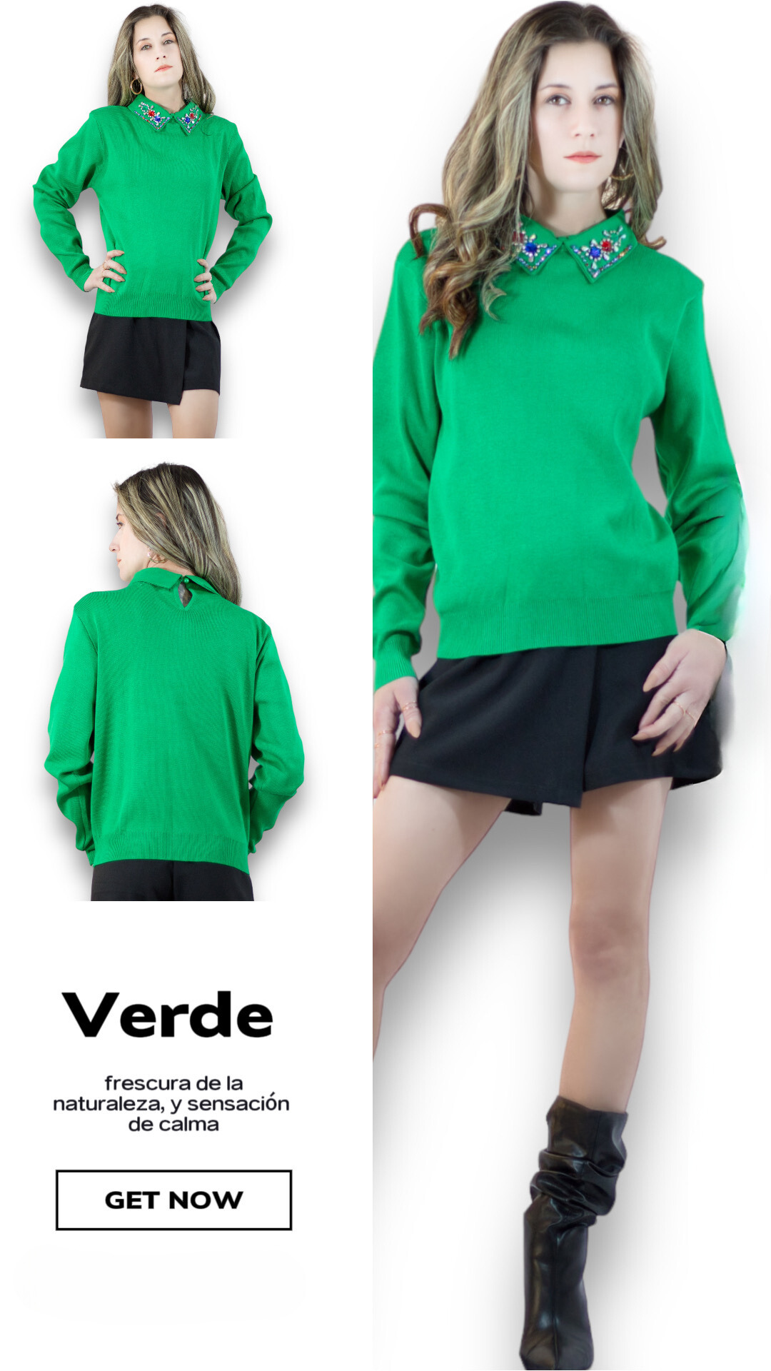 Foto 5 | Suéter Cuello Alto Suet-1032 Verde para Mujer
