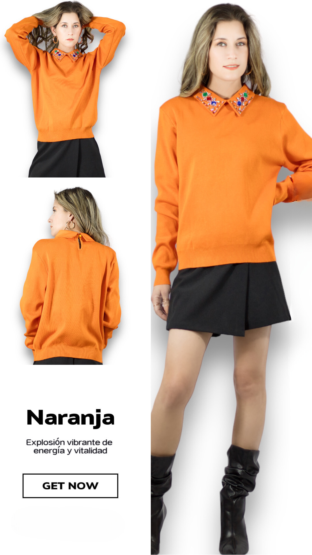 Foto 5 | Suéter Cuello Alto Suet-1032 Anaranjado para Mujer