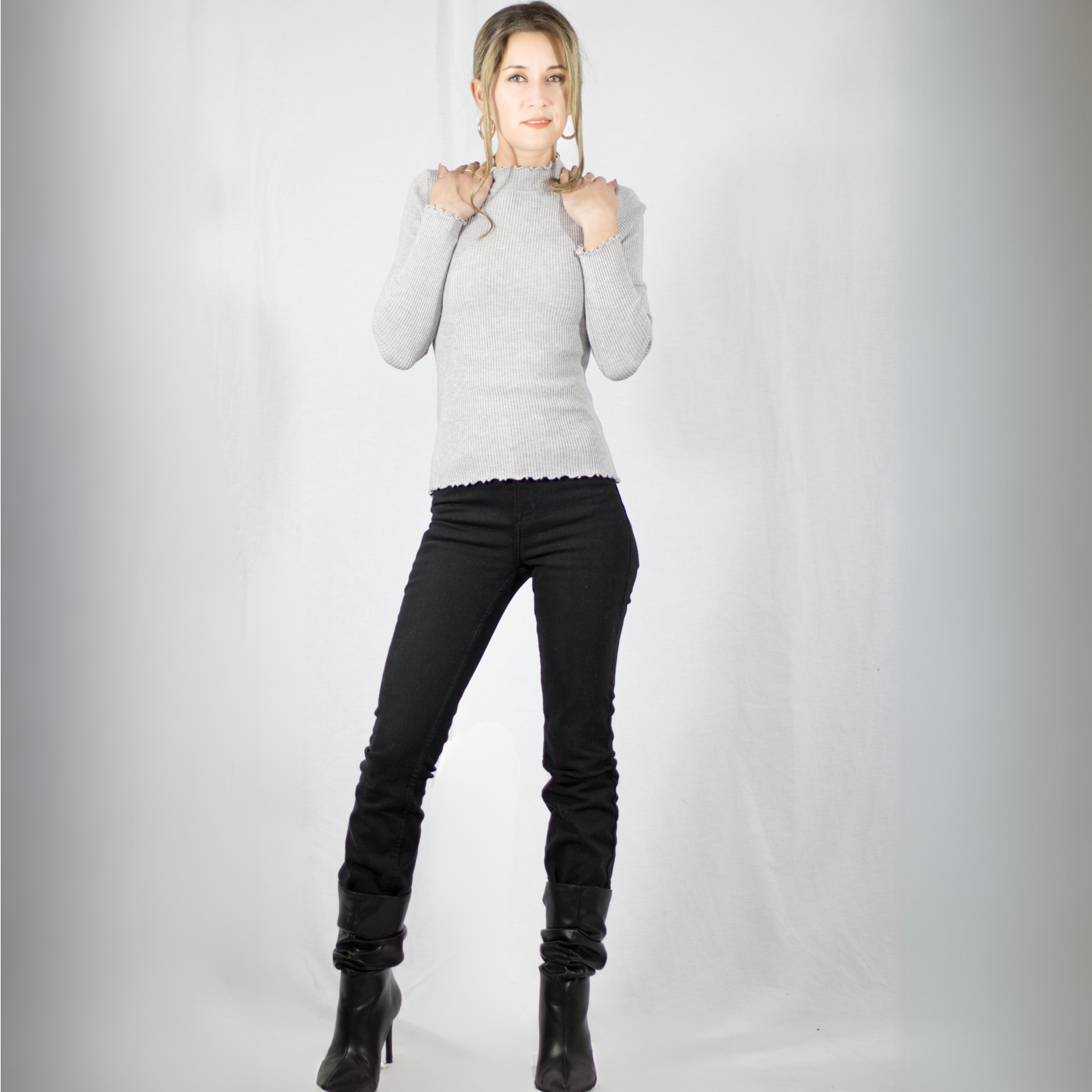 Foto 4 pulgar | Sueter De Cuello Alto Para Mujer Suet-1033 Color De Manga Larga