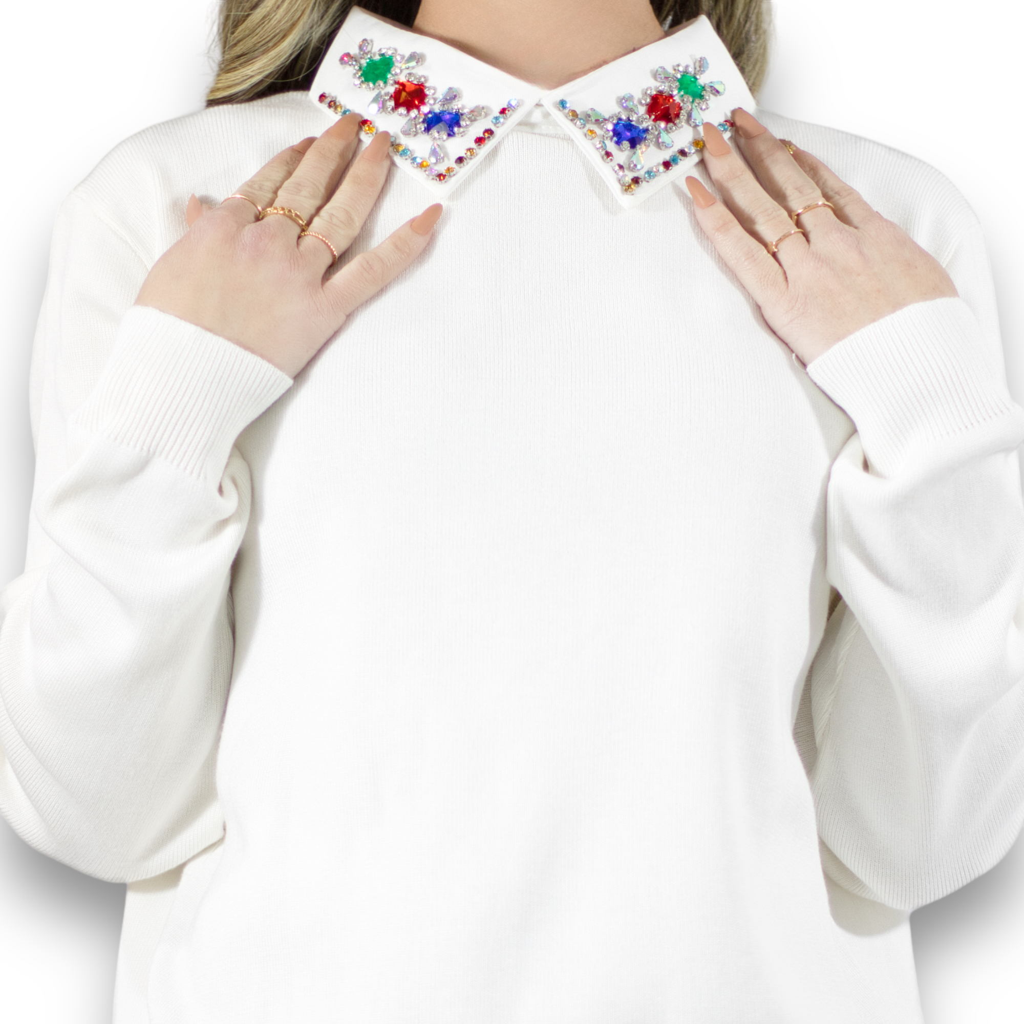 Foto 5 pulgar | Suéter De Cuello Alto Suet-1032 Blanco Detalles En Cuello para Mujer