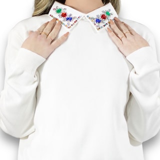Foto 4 | Suéter De Cuello Alto Suet-1032 Blanco Detalles En Cuello para Mujer