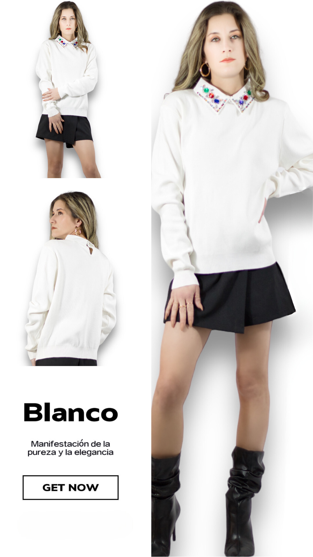 Foto 5 | Suéter De Cuello Alto Suet-1032 Blanco Detalles En Cuello para Mujer