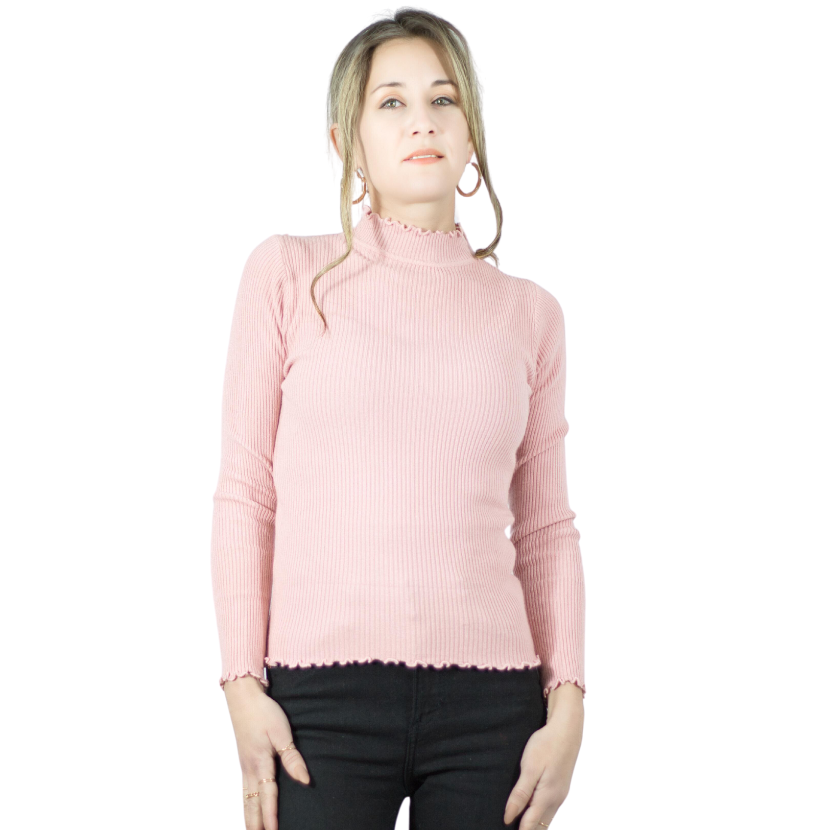 Suéter De Cuello Alto Suet-1033 Color De Manga Larga para Mujer
