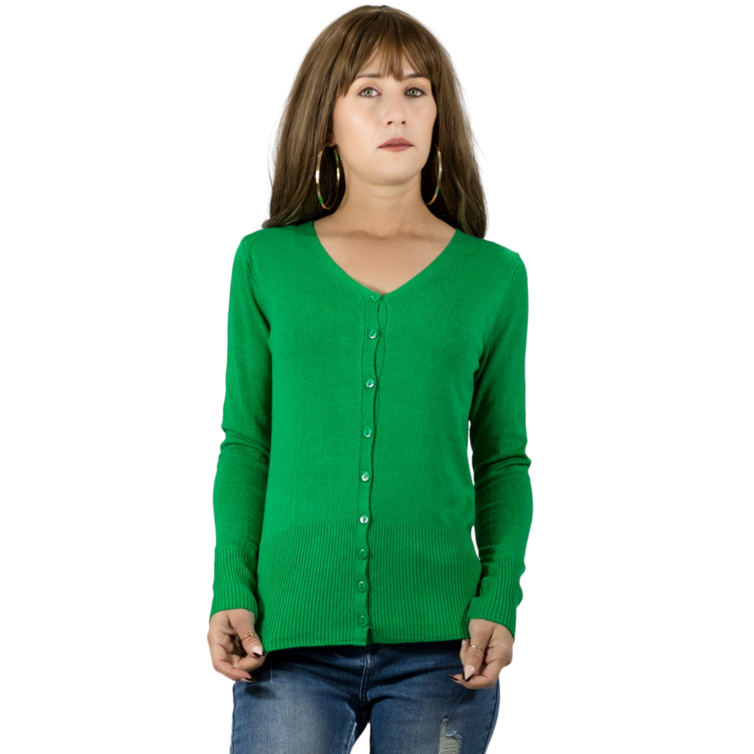 Sueter De Punto Para Mujer Suet-1001 Verde Lima Sweater De Manga Larga