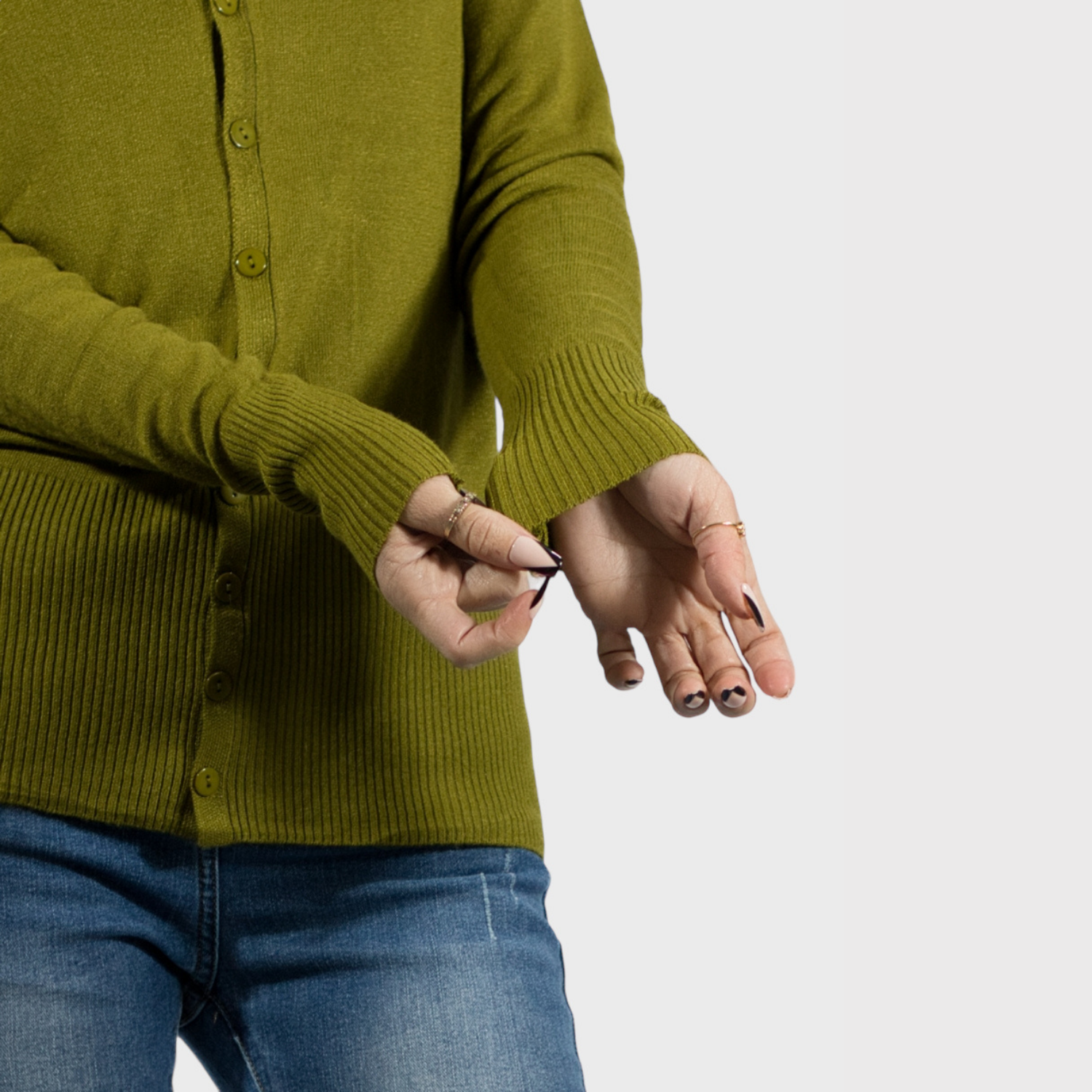 Foto 4 | Sueter De Punto Para Mujer Suet-1001 Verde Militar Sweater De Manga Larga