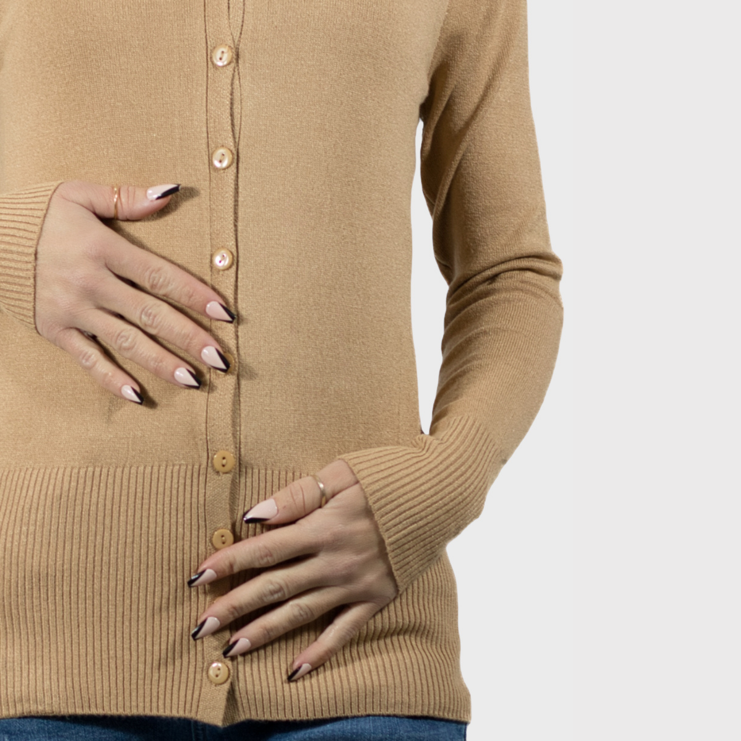 Foto 5 pulgar | Sueter De Punto Para Mujer Suet-1001 Beige Sweater De Manga Larga