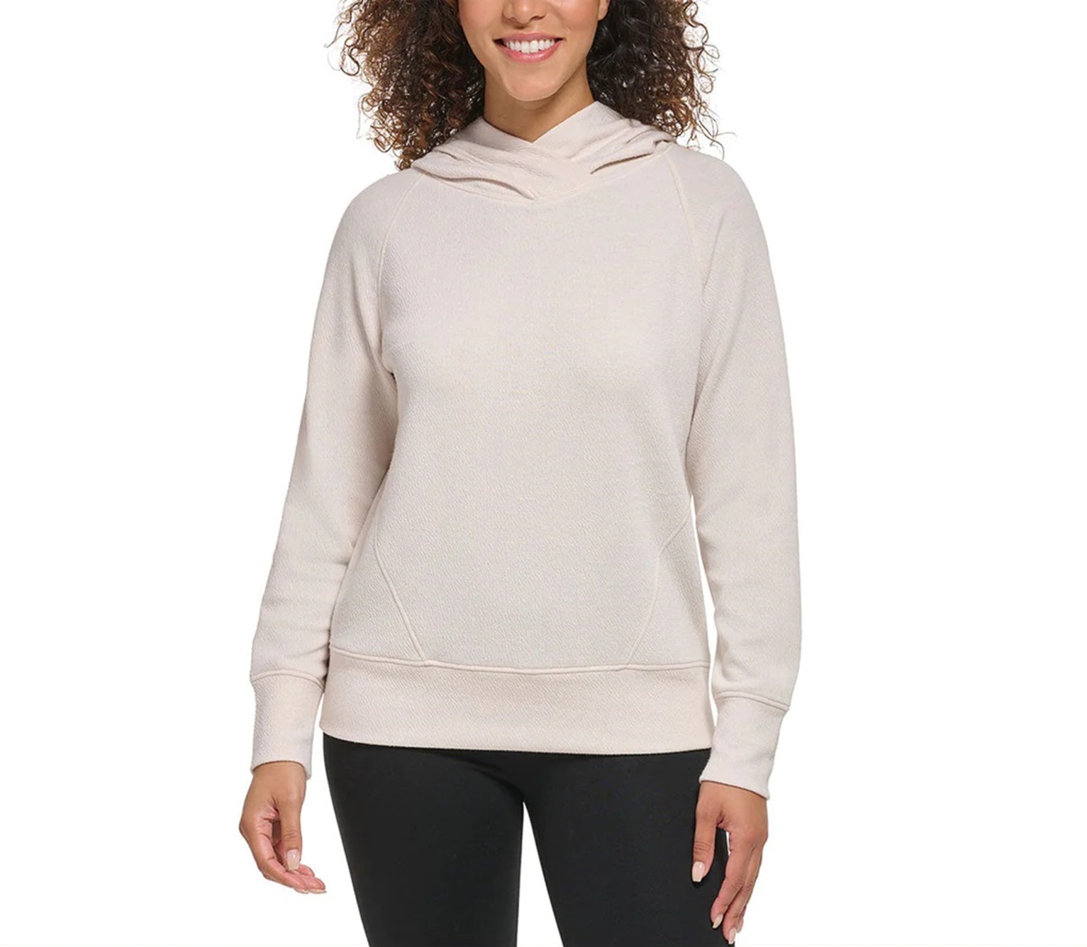 Foto 2 pulgar | Suéter Andrew Marc Textured Hoodie Crema para Mujer