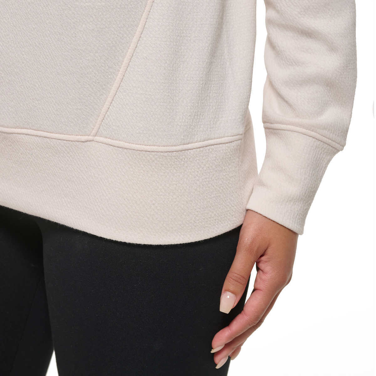 Foto 7 pulgar | Suéter Andrew Marc Textured Hoodie Crema para Mujer