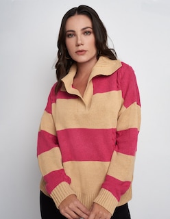 Foto 1 | Suéter Devendi Multicolor Líneas Tejido