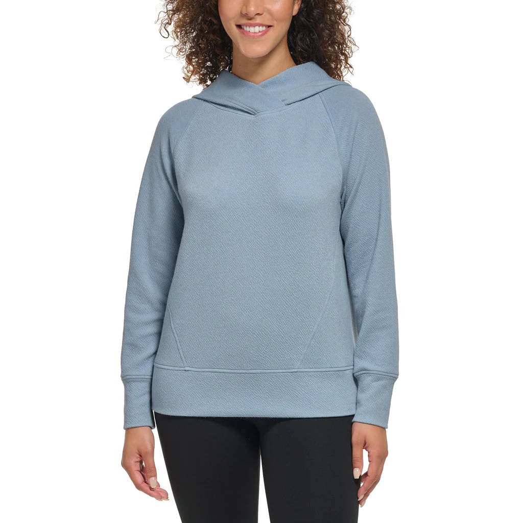 Foto 2 pulgar | Suéter Andrew Marc Textured Hoodie Azul para Mujer