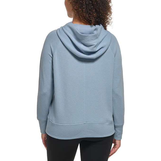 Foto 4 pulgar | Suéter Andrew Marc Textured Hoodie Azul para Mujer
