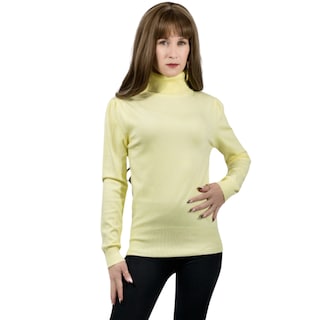 Foto 1 | Sueter De Mujer Con Cuello Alto Suet-1023-2 Amarillo Claro Cuello De Tortuga