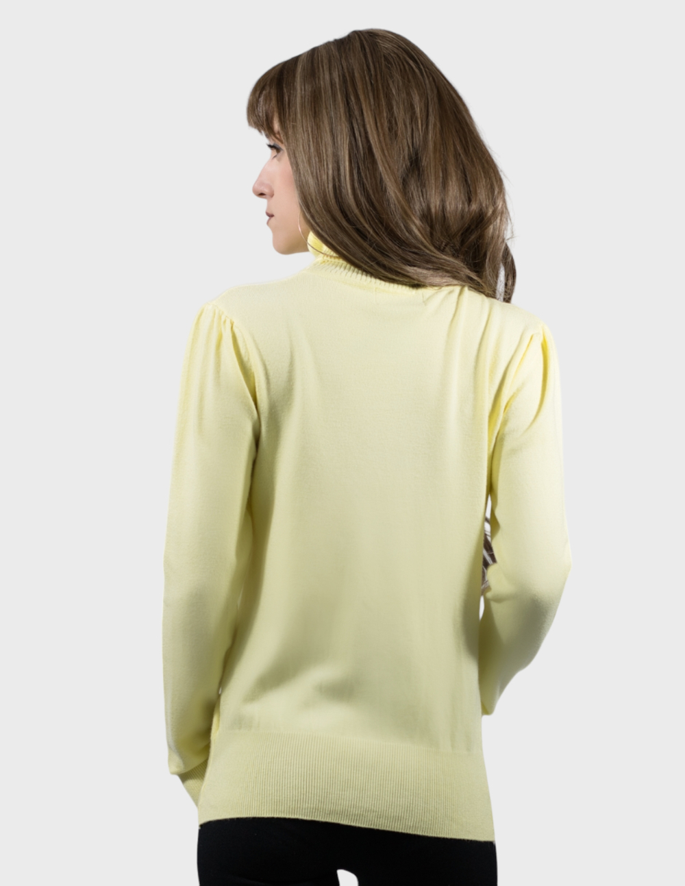 Foto 2 | Sueter De Mujer Con Cuello Alto Suet-1023-2 Amarillo Claro Cuello De Tortuga