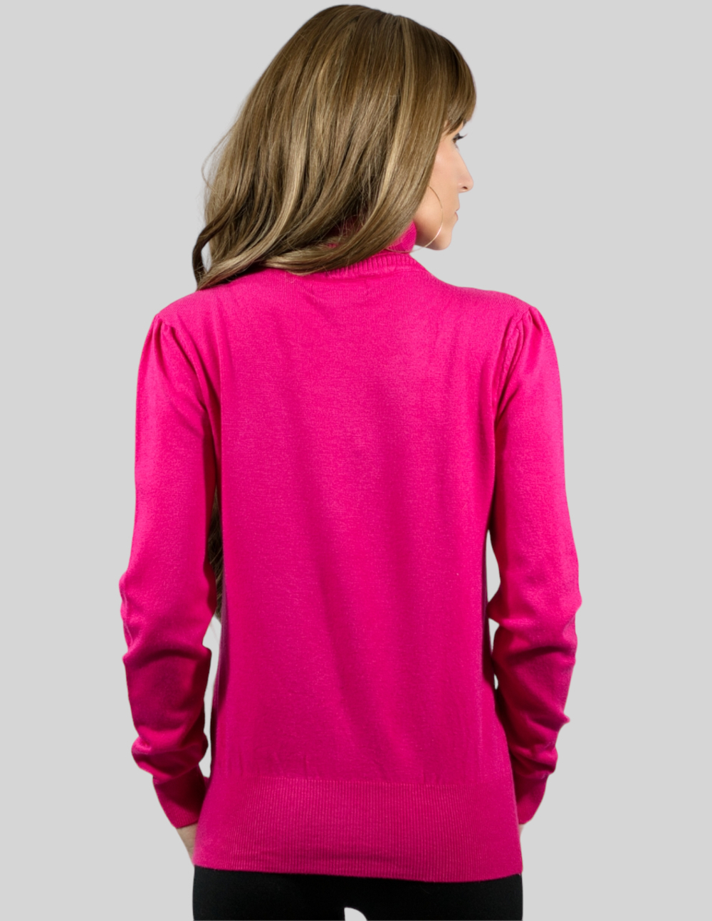 Foto 4 pulgar | Sueter De Mujer Con Cuello Alto Suet-1023-2 Fucsia Cuello De Tortuga