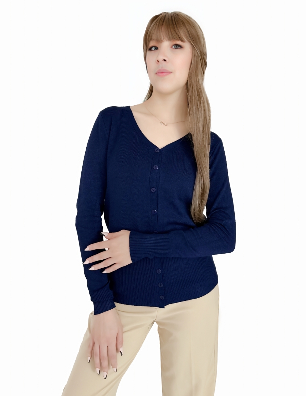 Foto 1 | Suéter de Punto Suet-1001 Azul Marino para Mujer