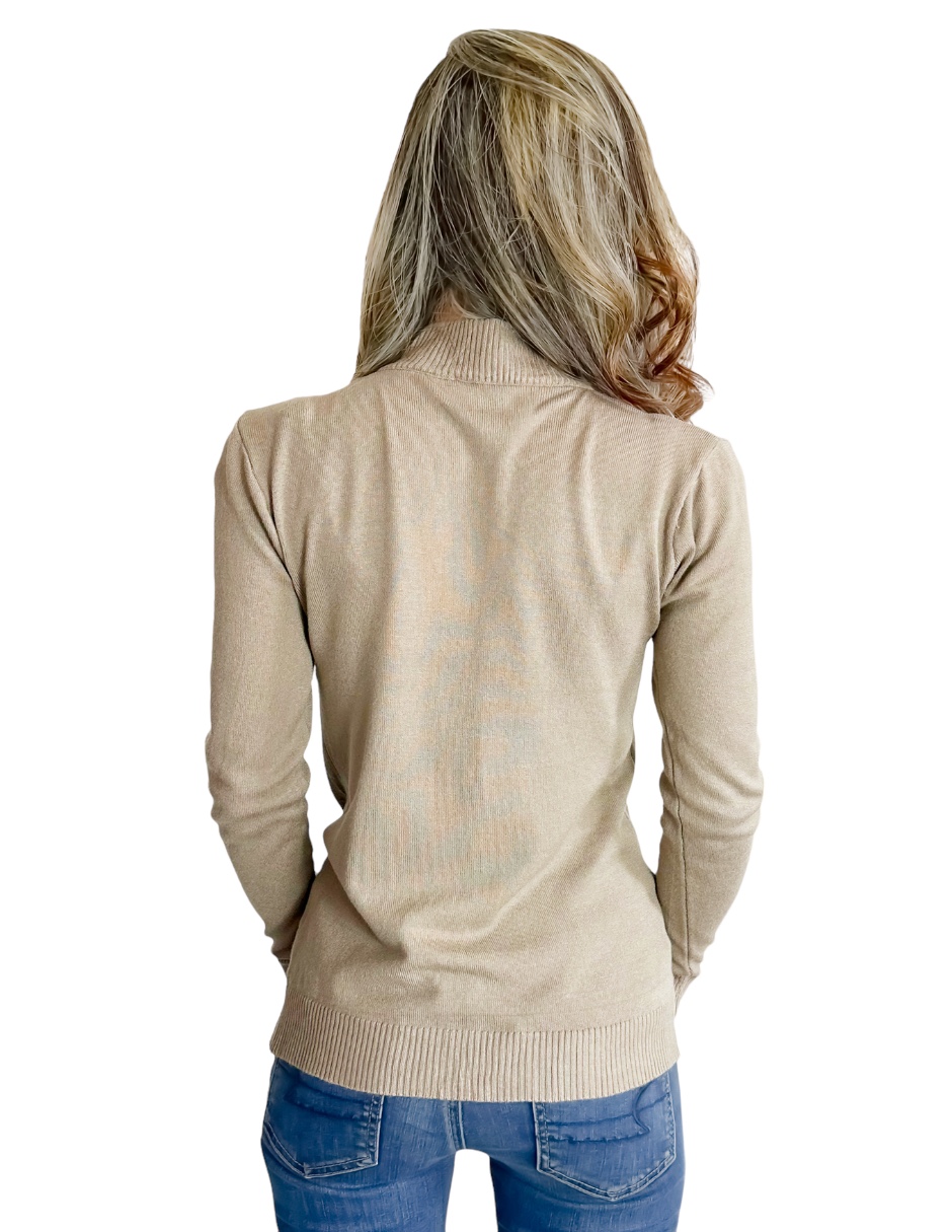 Foto 4 | Suéter de Cuello Alto Suet-1002 color Beige con Cierre
