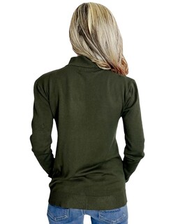Foto 2 | Suéter de Cuello Alto Suet-1002 color Verde Oscuro con Cierre