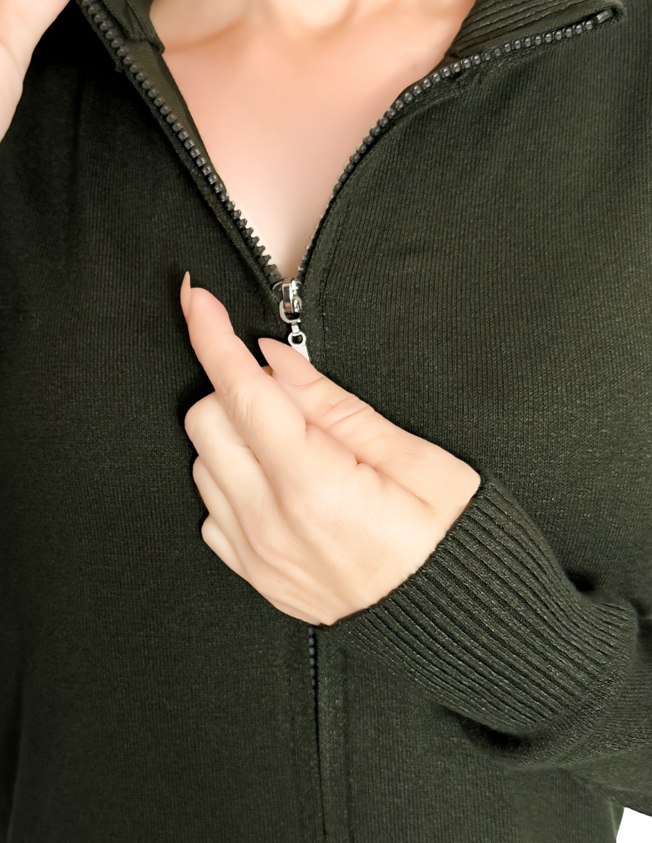 Foto 5 pulgar | Suéter de Cuello Alto Suet-1002 color Verde Oscuro con Cierre