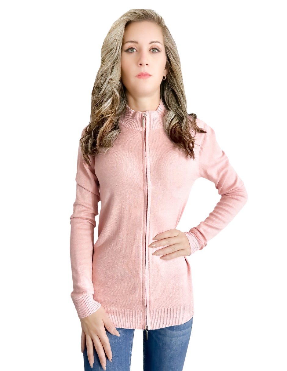 Foto 1 | Suéter de Cuello Alto Suet-1002 color Rosa con Cierre
