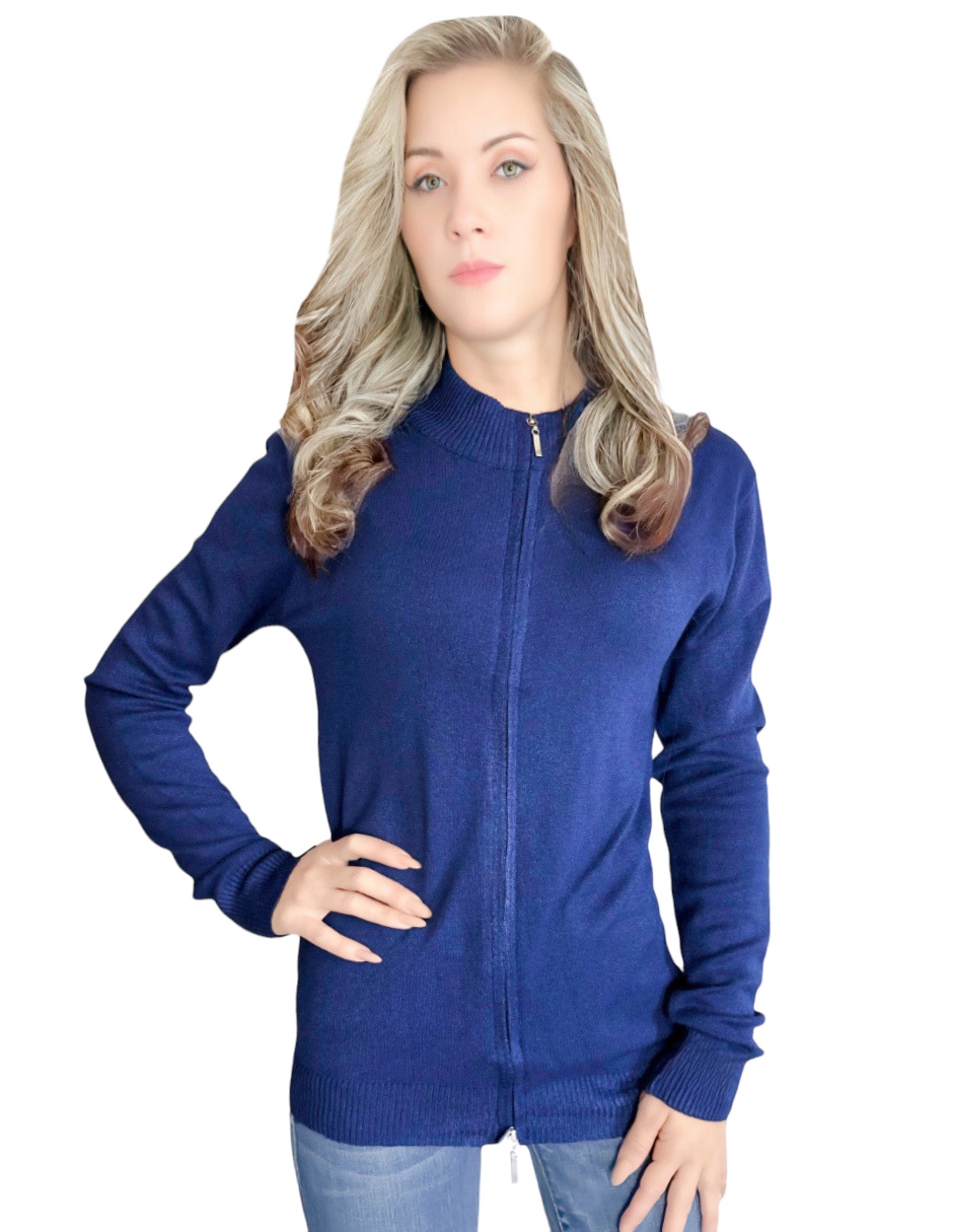 Foto 1 | Suéter Mujer De Cuello Alto Suet-1002 Color Azul Marino Con Cierre