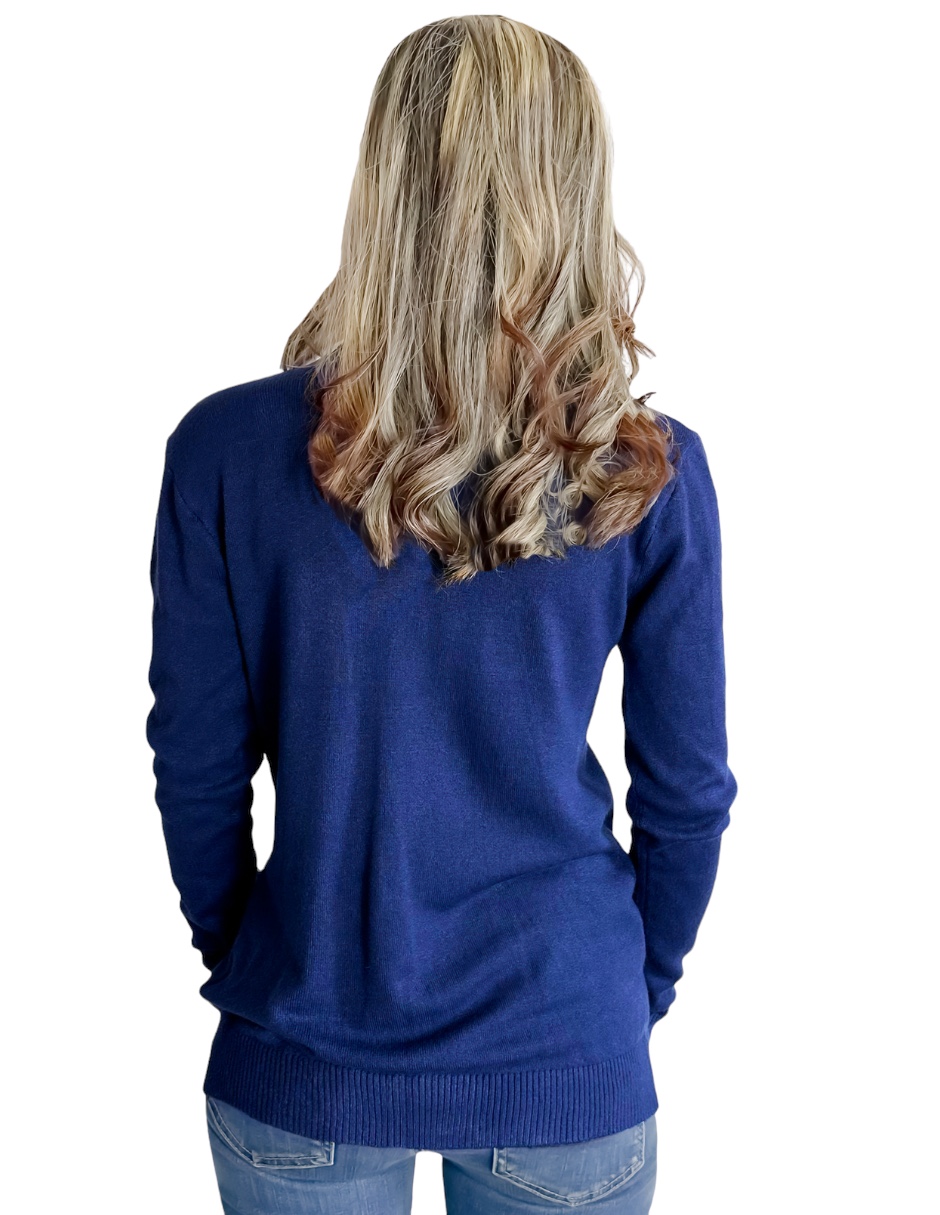Foto 4 pulgar | Suéter Mujer De Cuello Alto Suet-1002 Color Azul Marino Con Cierre