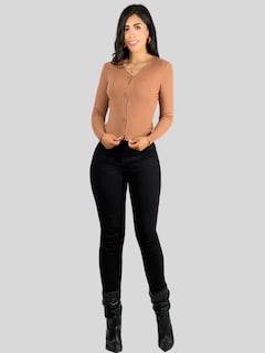 Foto 5 | Set De 2 Sueter De Mujer Manga Larga Sueteres Botones Suet-1034 Negro Y Cafe Sweaters Punto