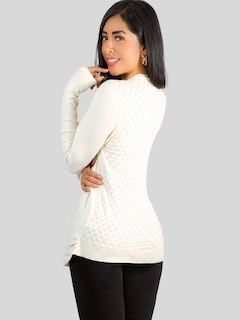 Foto 3 | Suéter Abierto De Mujer Con Detalles En Estoperoles Suet-1035 Blanco Suéter Cardigan