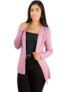 Foto 1 | Suéter Abierto De Mujer Con Detalles En Estoperoles Suet-1035 Rosa Suéter Cardigan