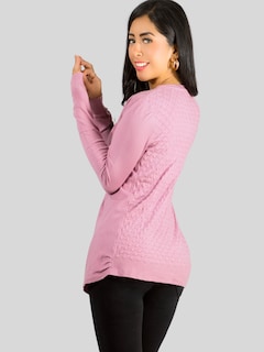 Foto 3 | Suéter Abierto De Mujer Con Detalles En Estoperoles Suet-1035 Rosa Suéter Cardigan