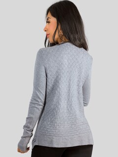 Foto 3 | Suéter Abierto De Mujer Con Detalles En Estoperoles Suet-1035 Gris Suéter Cardigan