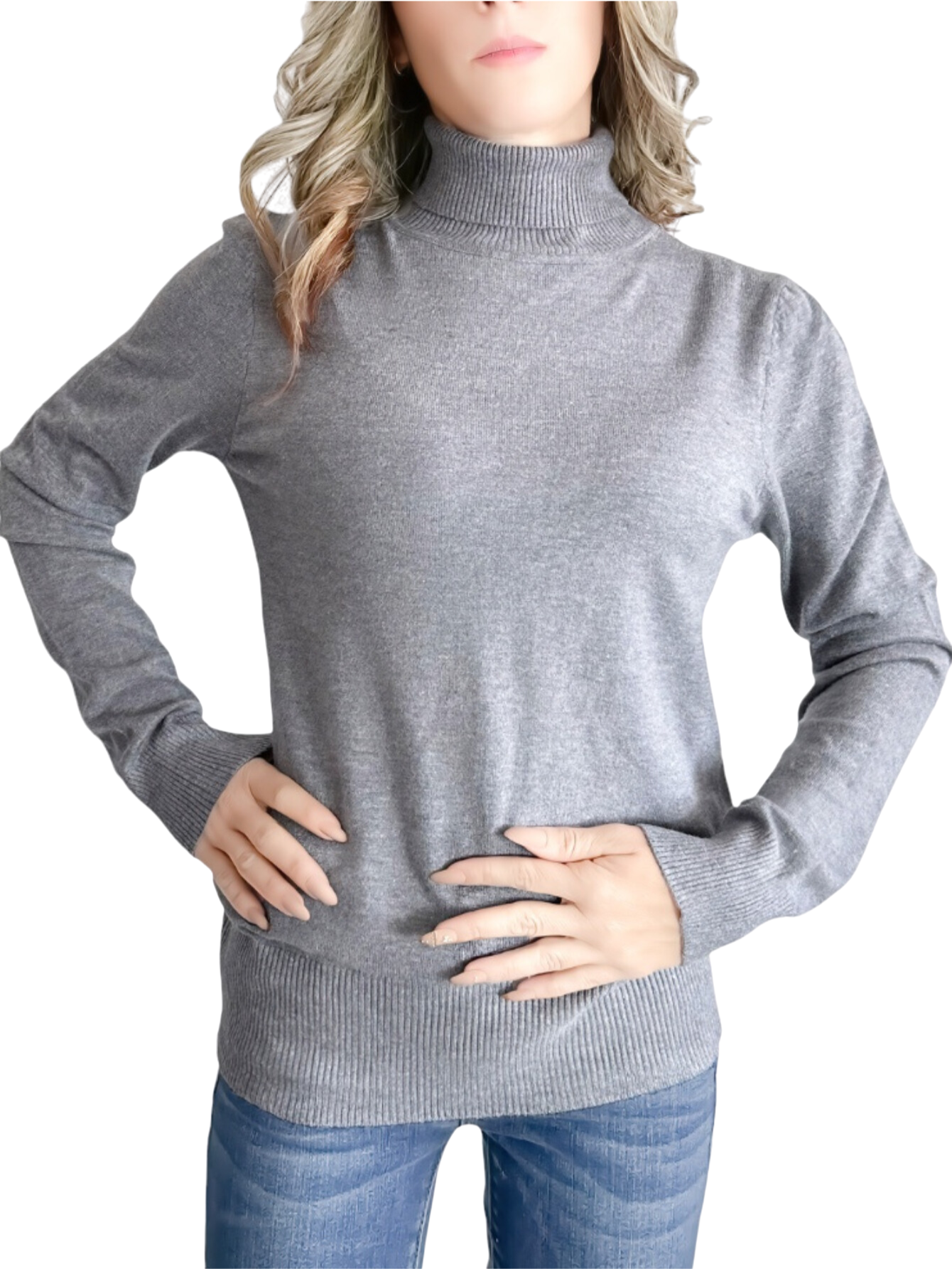 Foto 1 | Sueter Mujer De Cuello Alto Suet 1023 Gris Sueteres Dama Sweaters