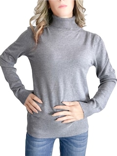 Foto 1 | Sueter Mujer De Cuello Alto Suet 1023 Gris Sueteres Dama Sweaters