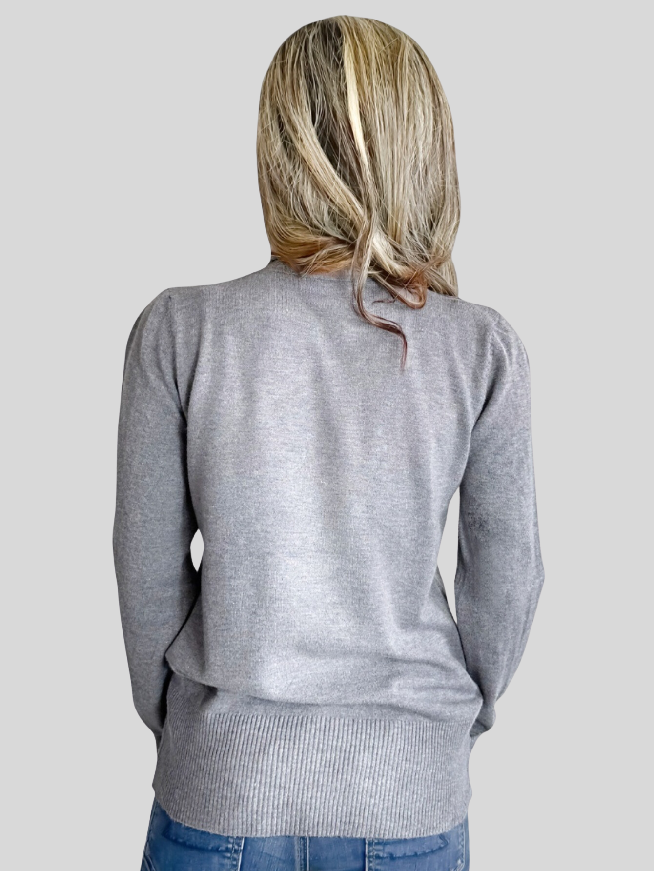 Foto 3 pulgar | Sueter Mujer De Cuello Alto Suet 1023 Gris Sueteres Dama Sweaters