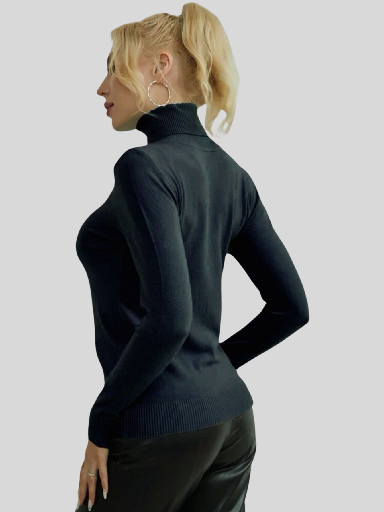 Foto 4 pulgar | Sueter Mujer De Cuello Alto Suet 1023 Negro Sueteres Dama Sweaters