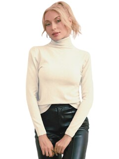 Foto 1 | Sueter Mujer De Cuello Alto Suet 1023 Crema Sueteres Dama Sweaters