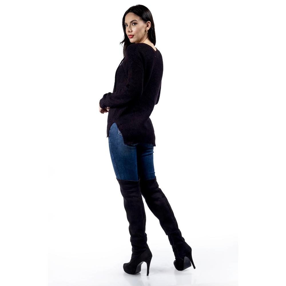 Foto 2 | Sueter Escote Cruzado Con Ojales Roman Fashion / Juvenil, 0034 (negro) Negro