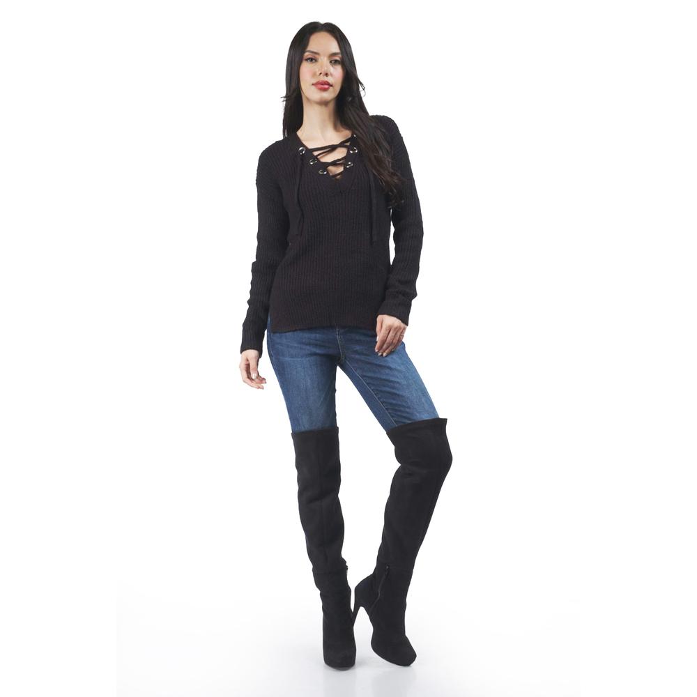 Foto 6 pulgar | Sueter Escote Cruzado Con Ojales Roman Fashion / Juvenil, 0034 (negro) Negro