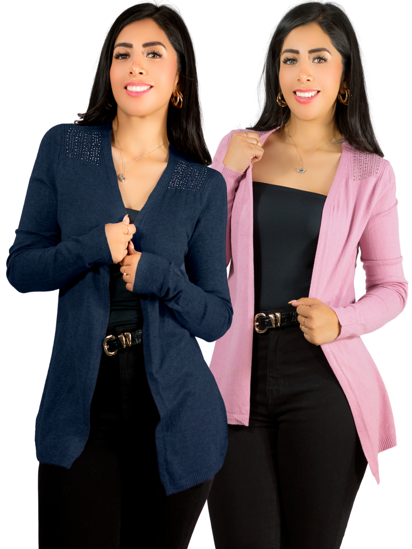Foto 1 | Set de 2 Suéteres Abiertos con Detalles en Estoperoles Variedad de Color para Mujer