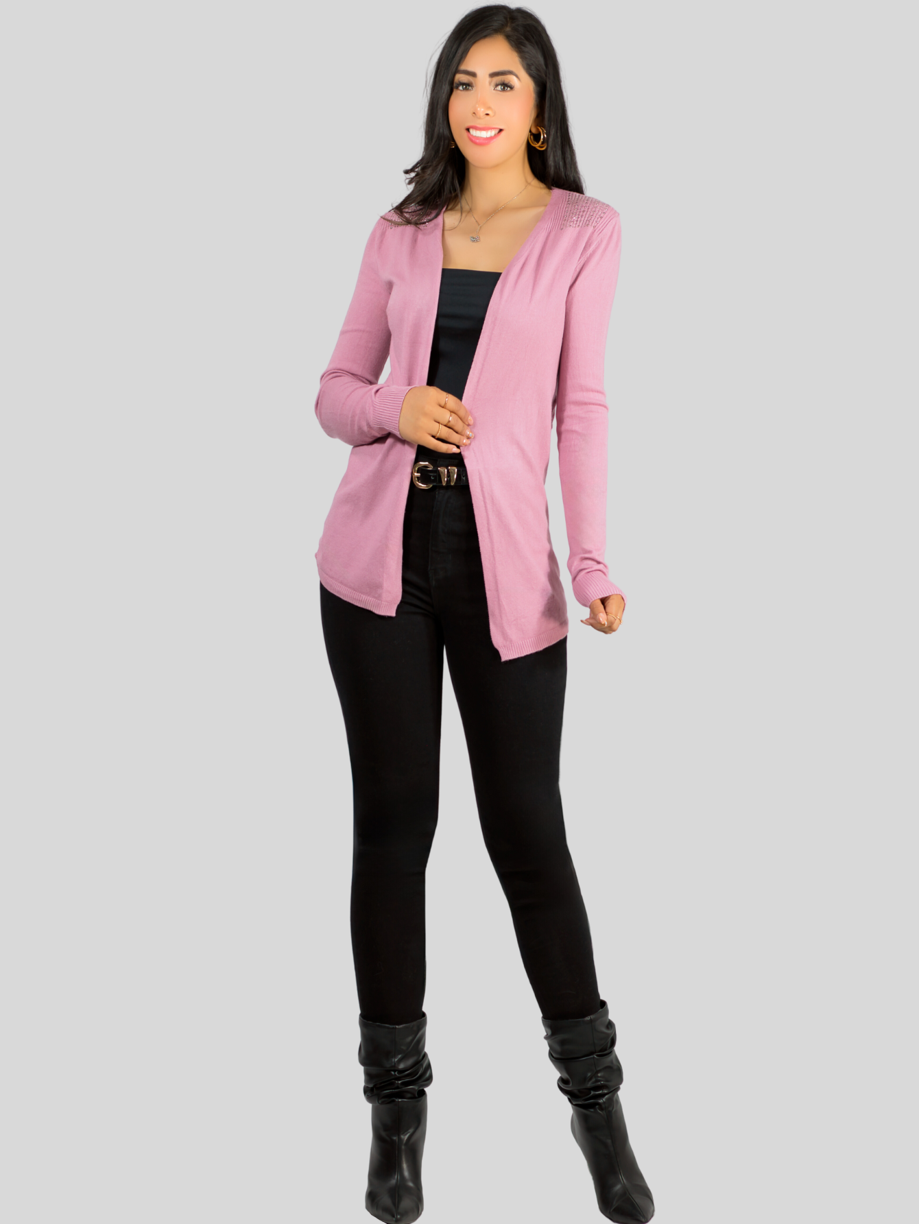 Foto 5 pulgar | Set de 2 Suéteres Abiertos con Detalles en Estoperoles Variedad de Color para Mujer
