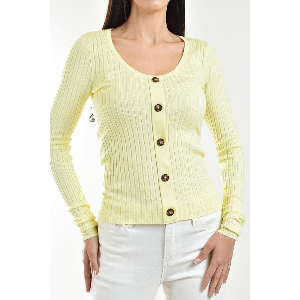 Foto 5 pulgar | Sueter Acanalado Con Botones Roman Fashion /juvenil, 3157 (amarillo) Amarillo