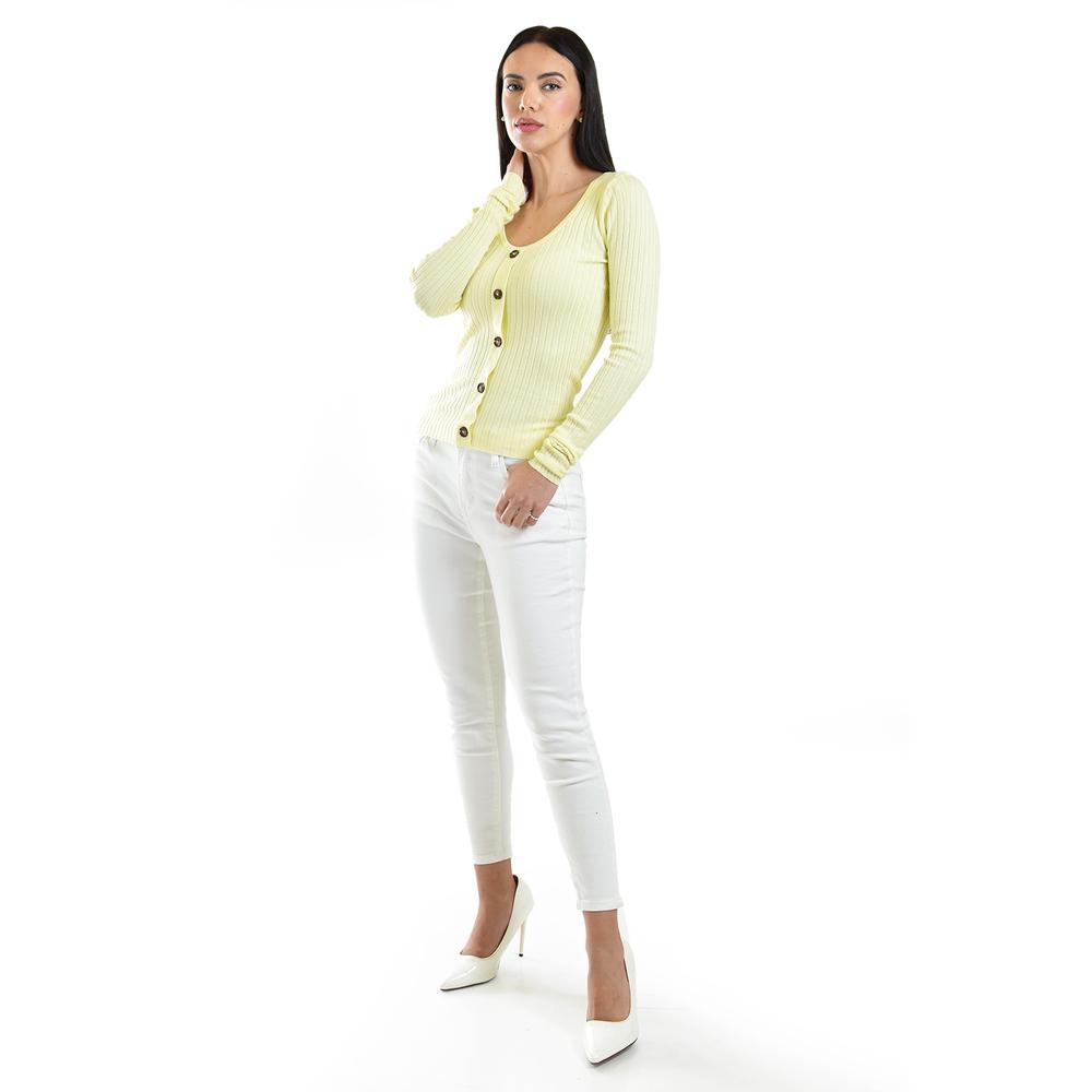 Foto 6 pulgar | Sueter Acanalado Con Botones Roman Fashion /juvenil, 3157 (amarillo) Amarillo