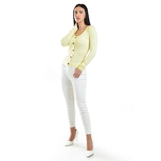 Foto 5 | Sueter Acanalado Con Botones Roman Fashion /juvenil, 3157 (amarillo) Amarillo