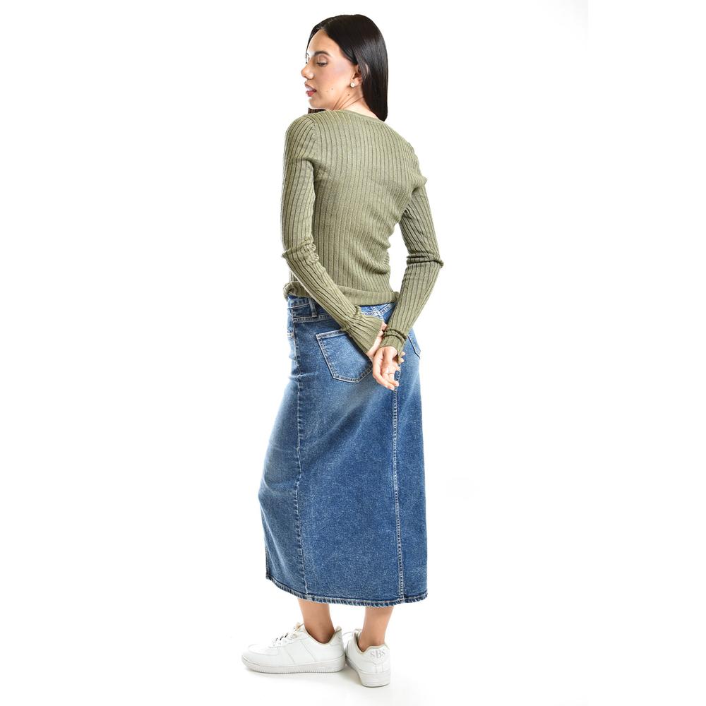 Foto 4 pulgar | Sueter Acanalado Con Botones Roman Fashion /juvenil, 3157 (verde Militar) Verde