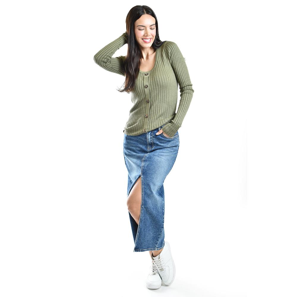 Foto 5 | Sueter Acanalado Con Botones Roman Fashion /juvenil, 3157 (verde Militar) Verde