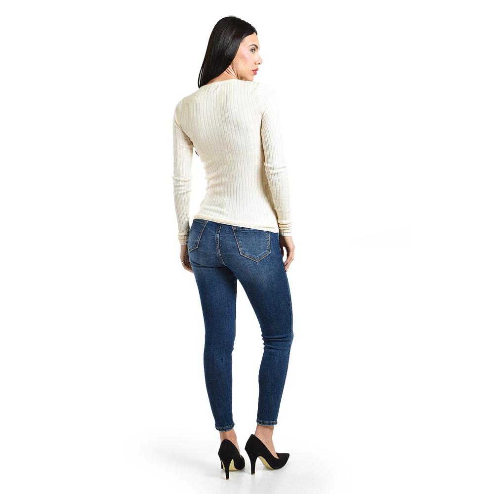 Foto 4 pulgar | Sueter Acanalado Con Botones Roman Fashion /juvenil, 3157 (beige) Beige