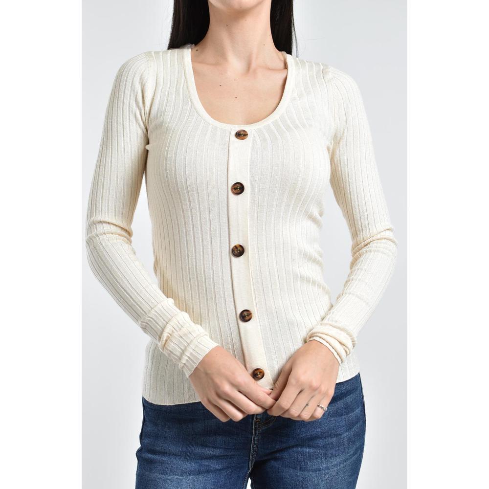 Foto 5 pulgar | Sueter Acanalado Con Botones Roman Fashion /juvenil, 3157 (beige) Beige