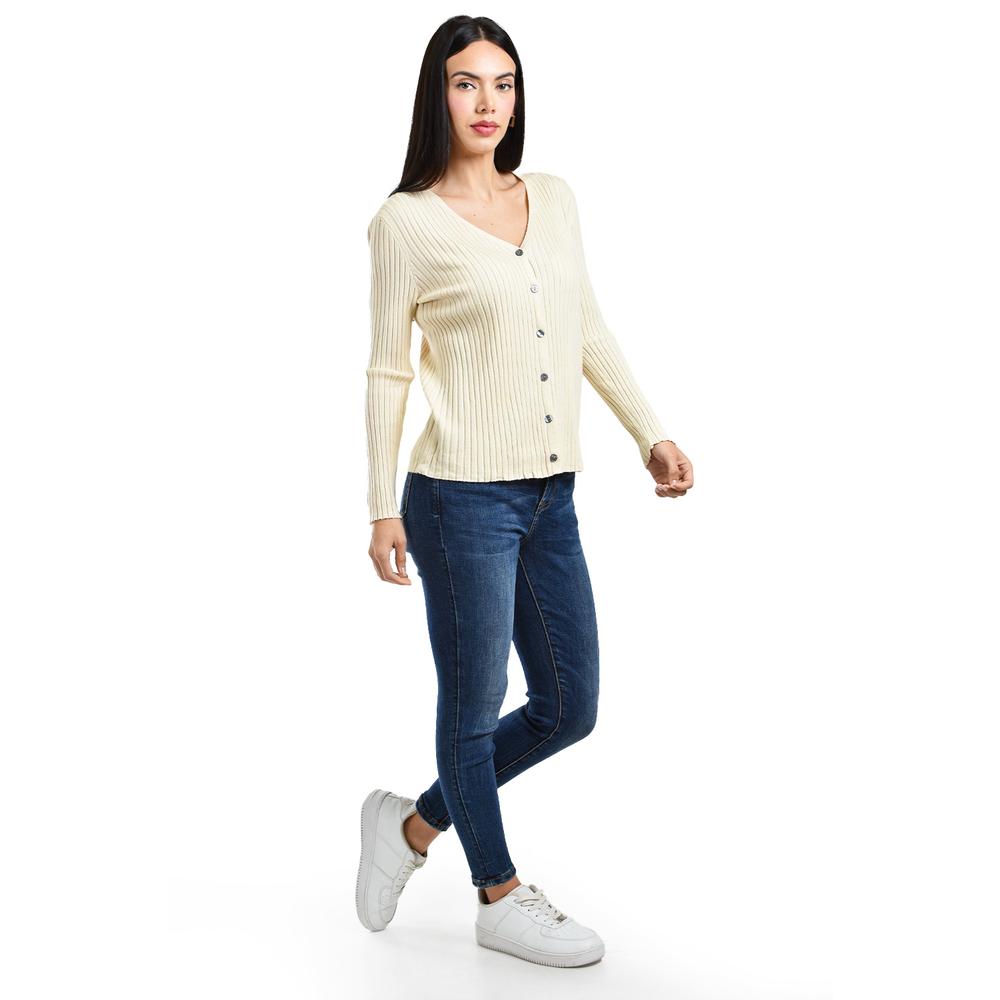 Foto 2 | Sueter Acanalado De Manga Larga Roman Fashion /juvenil, 8930 (beige) Beige