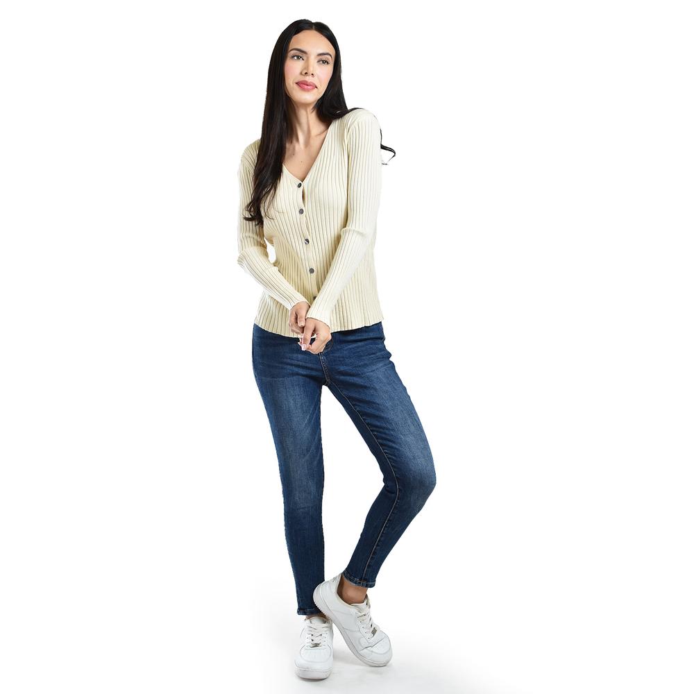 Foto 5 | Sueter Acanalado De Manga Larga Roman Fashion /juvenil, 8930 (beige) Beige